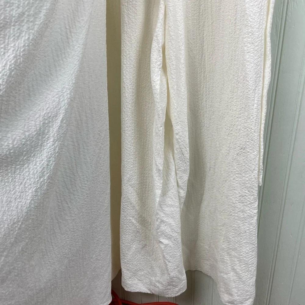 NEW Calvin Klein Gauze Mock-Wrap Jumpsuit White Size 6 Wide Leg Sleeveless Boho